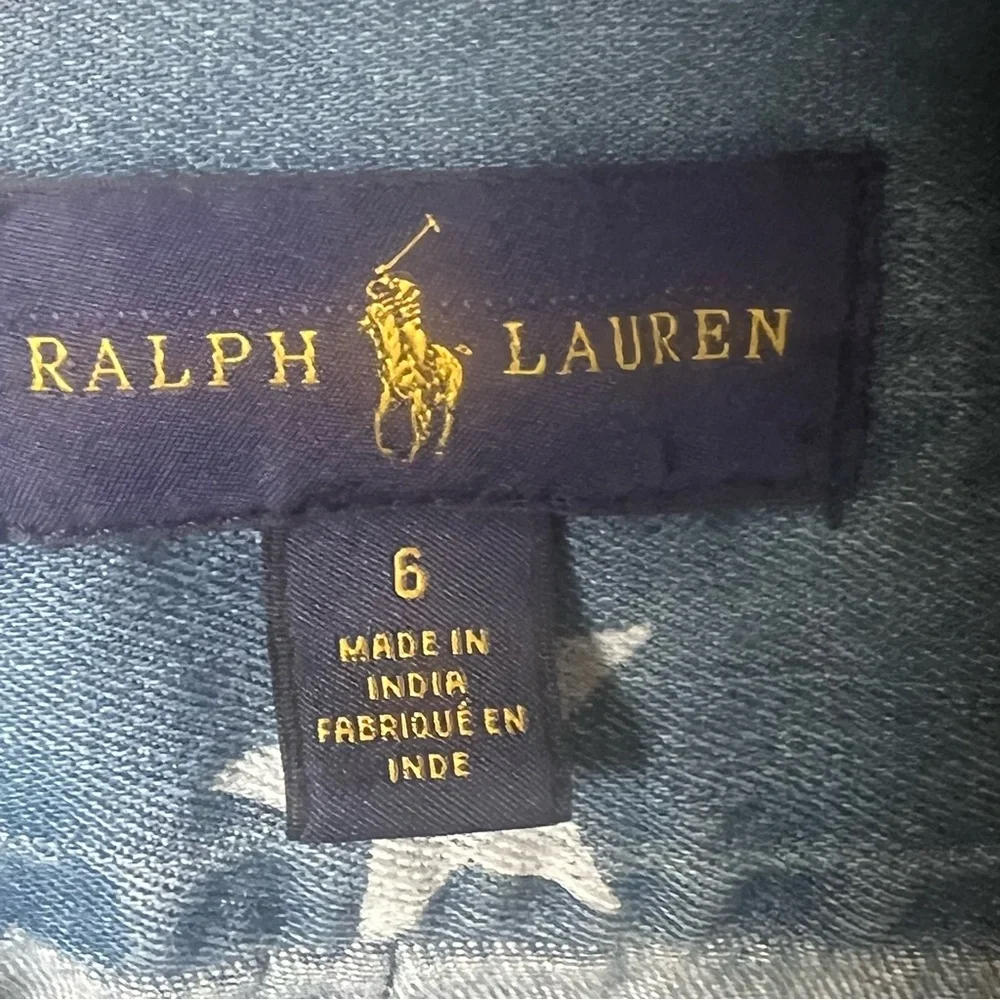 Ralph Lauren Blue Denim Star Print Button-Down Shirt